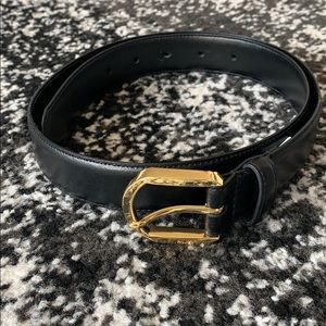 Ralph Lauren Black and Gold Leather Belt